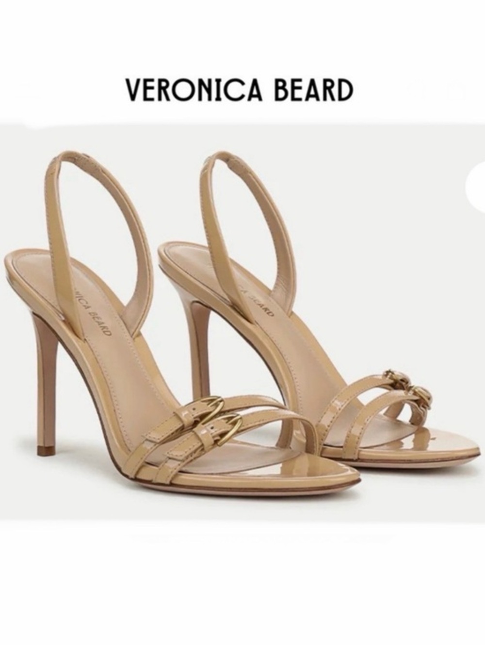 New Veronica Beard Austin Belted Sandal Beige  Nude Heels US 7 NWT